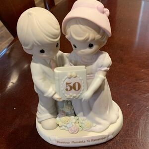 Precious Moments Pink and White 50th Anniversary Figurine
